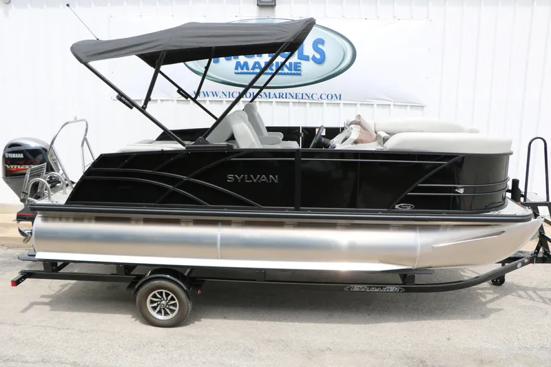 Slide: The Image of 2026 Sylvan Mirage Cruise 8520 CLZ DH pontoon boat with canopy and Yamaha outboard motor. - 11