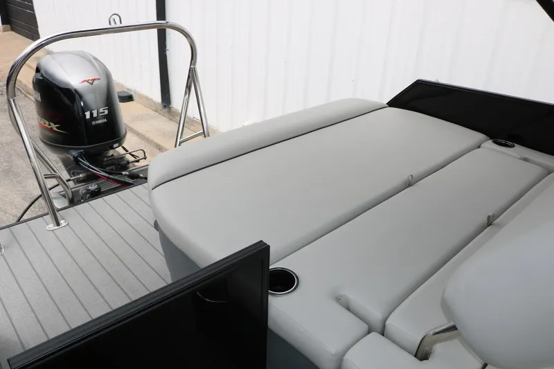 Slide: The Image of 2026 Sylvan Mirage Cruise 8520 CLZ DH pontoon boat with Yamaha 115 engine, featuring spacious seating. - 35