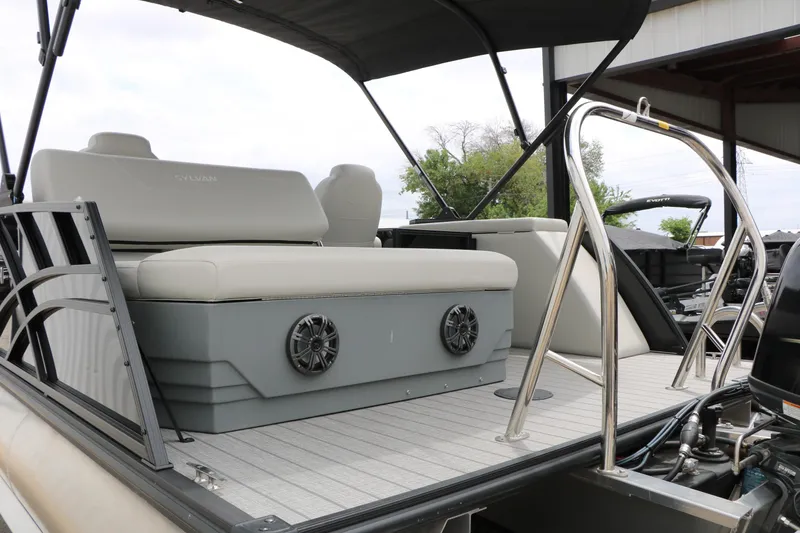 Slide: The Image of 2026 Sylvan Mirage Cruise 8520 CLZ DH pontoon boat with seating and speakers. - 7