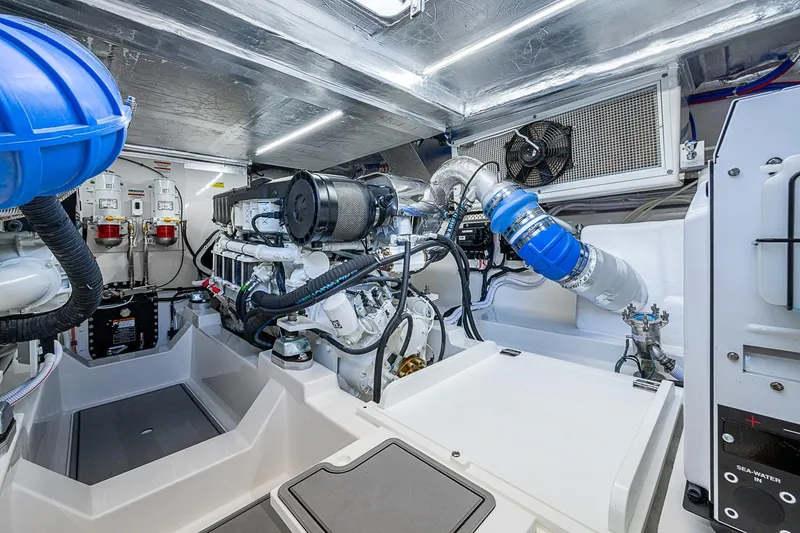 Slide: The Image of Engine room of 2026 Maritimo M50 yacht, showcasing advanced mechanical systems. - 103