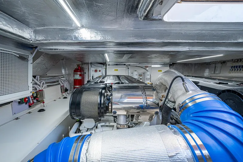 Slide: The Image of Engine room of 2026 Maritimo M50 yacht, showcasing advanced machinery and components. - 105