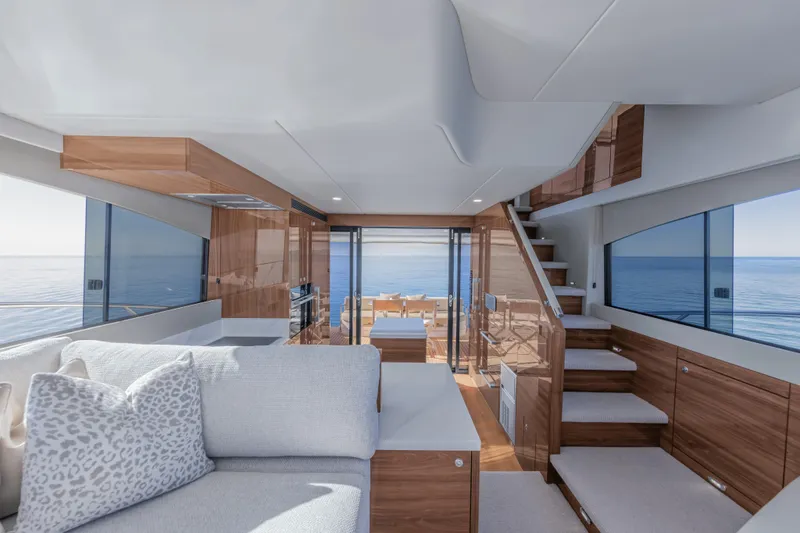 Slide: The Image of Luxurious interior of 2026 Maritimo M50 yacht with modern design and ocean view. - 19