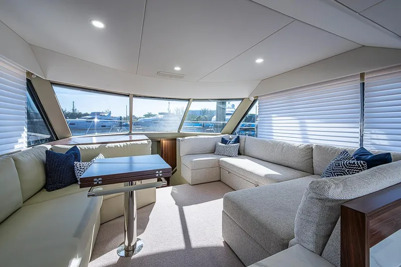Slide: The Image of Luxurious interior of 2026 Maritimo M50 yacht with spacious seating and modern decor. - 35