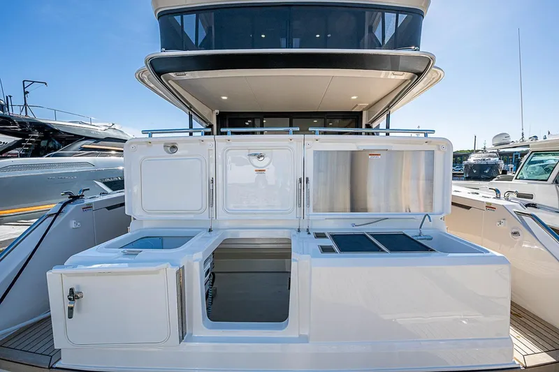 Slide: The Image of Outdoor kitchen on 2026 Maritimo M50 yacht with grill and sink. - 94
