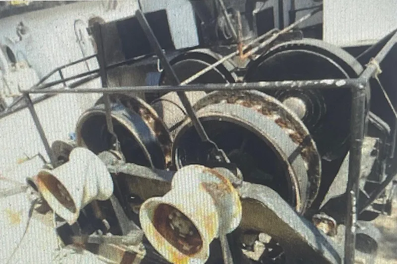 Slide: The Image of Rusty winches on a 1984 Commercial Freezer Shrimp Trawler deck. - 8