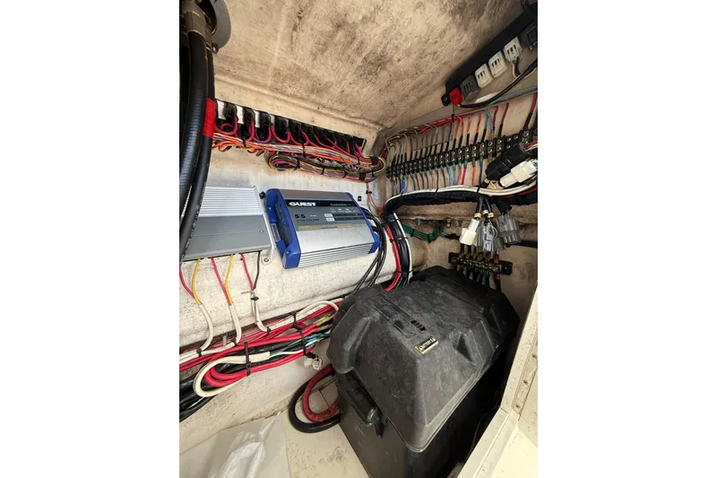 Slide: The Image of Electrical wiring and components inside a 2006 SeaVee 290B boat. - 20