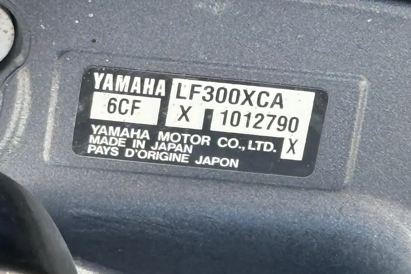Slide: The Image of Yamaha LF300XCA engine label on 2006 SeaVee 290B, made in Japan. - 8