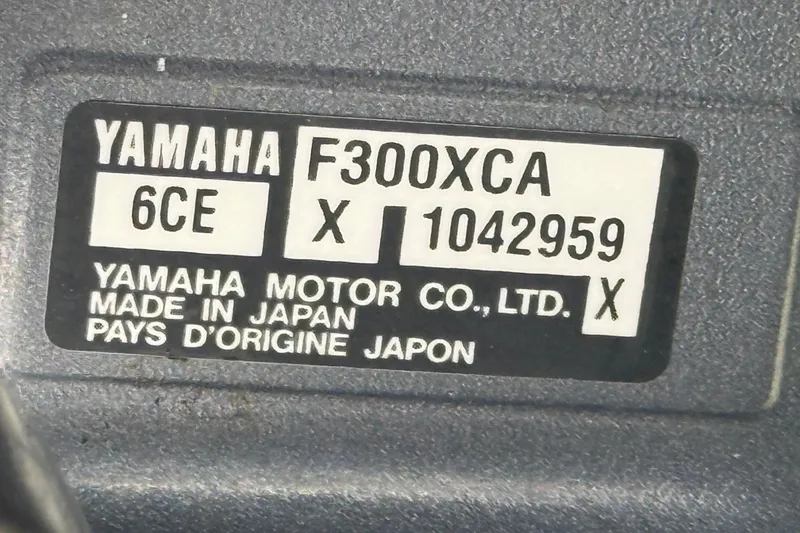 Slide: The Image of Label on Yamaha F300XCA engine, made in Japan, for 2006 SeaVee 290B boat. - 9