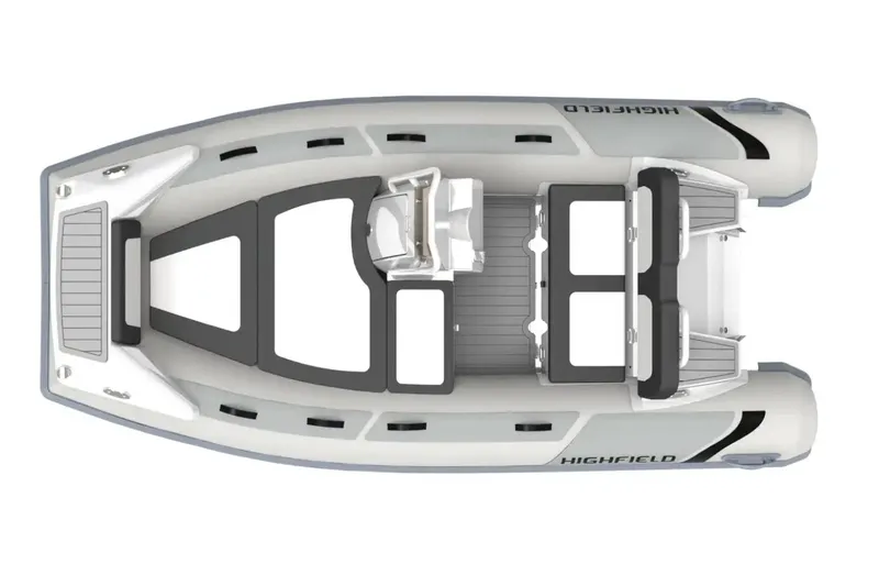 Slide: The Image of Manufacturer Provided Image: 2024 Highfield Sport 360 inflatable boat, top view, grey and black design. - 23