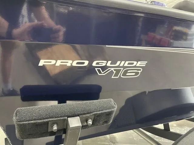 Slide: The Image of Close-up of 2026 Tracker Pro Guide V-16 SC boat hull. - 5
