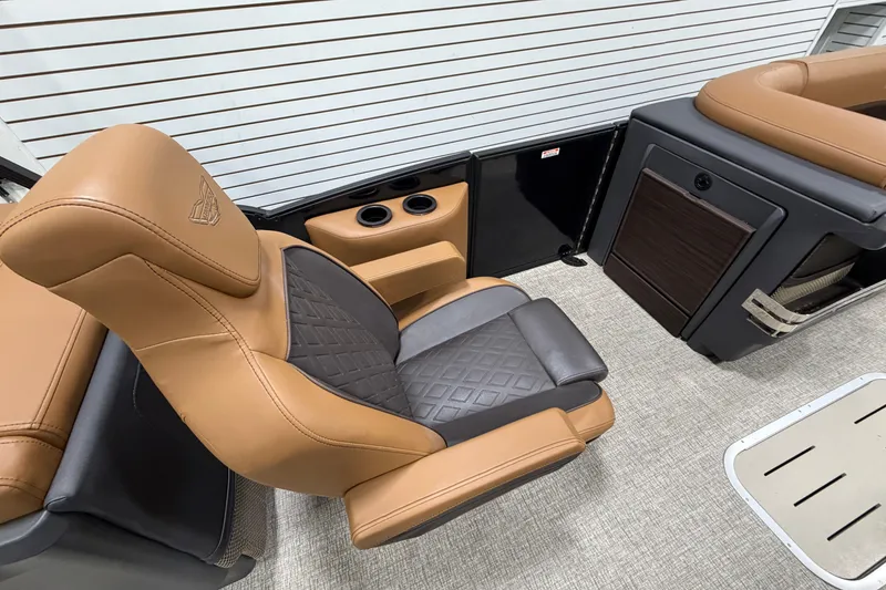 Slide: The Image of Luxurious seating in 2025 Bennington M Quad Bench 24 MFB boat interior. - 20