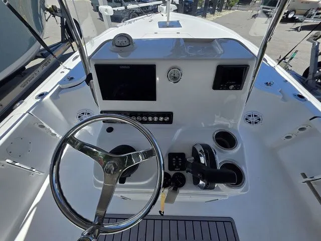 Slide: The Image of Interior view of 2024 Tidewater 1910 Bay Max boat cockpit. - 12