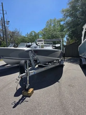 Slide: The Image of 2024 Tidewater 1910 Bay Max boat on trailer outdoors. - 34