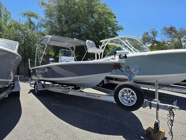 Slide: The Image of 2024 Tidewater 1910 Bay Max boat on trailer outdoors. - 5