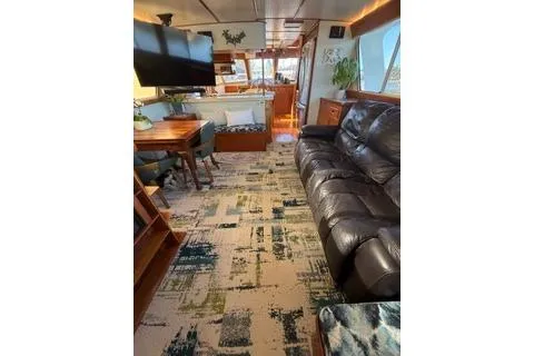 Slide: The Image of Interior of 1982 Kong & Halvorsen Island Gypsy yacht with modern furnishings and decor. - 73