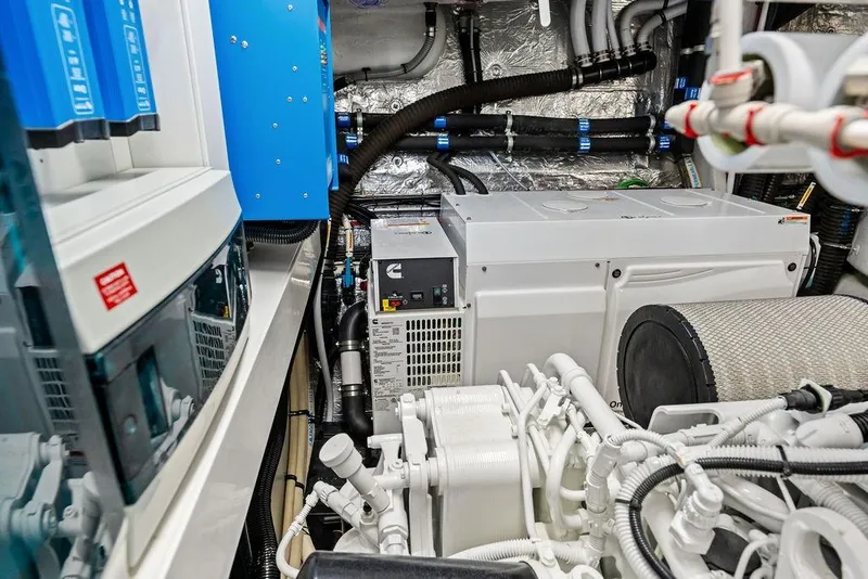 Slide: The Image of Engine room of 2026 Sunseeker 88 Yacht, showcasing advanced machinery and equipment. - 112