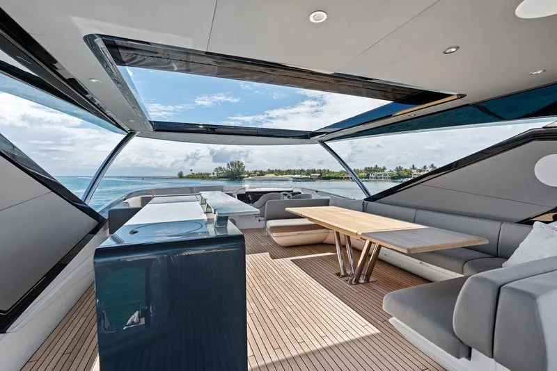 Slide: The Image of Luxurious Sunseeker 88 Yacht 2026 interior with sleek design and ocean view. - 21