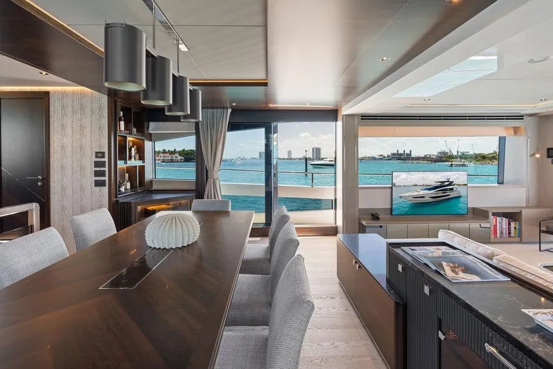 Slide: The Image of Luxurious interior of 2026 Sunseeker 88 Yacht with ocean view and modern decor. - 47