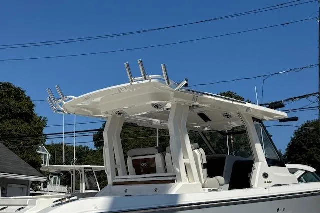 Slide: The Image of 2026 Pursuit S 328 Sport boat with sleek design and modern features. - 3