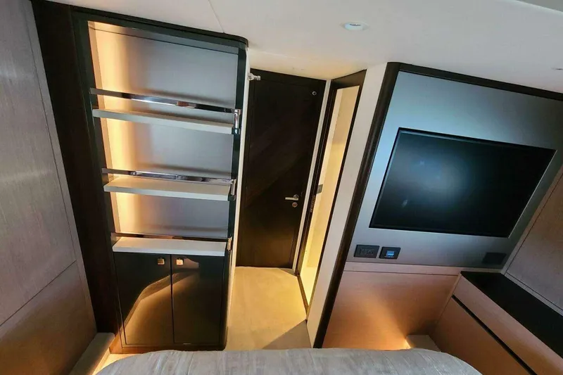 Slide: The Image of Luxurious interior of 2023 Sunseeker Manhattan 68 yacht, featuring modern design and amenities. - 35