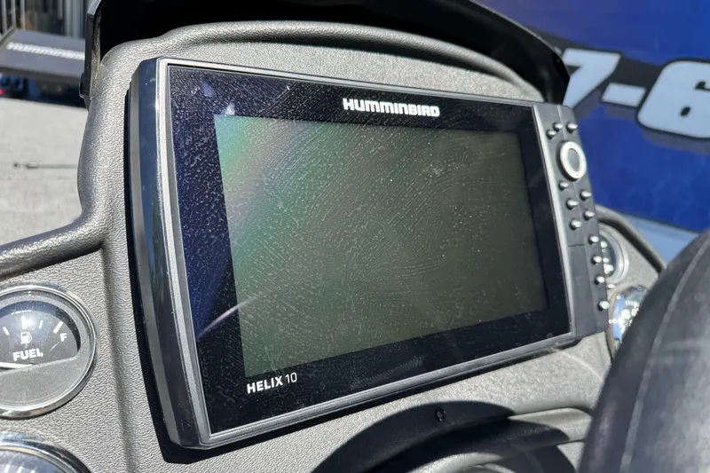 Slide: The Image of 2024 Ranger RT178 boat dashboard with Humminbird Helix 10 fishfinder display. - 17