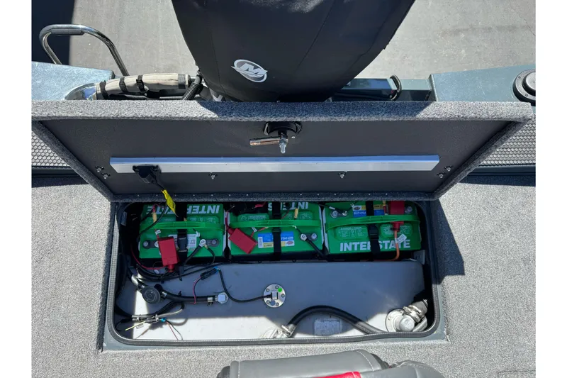 Slide: The Image of 2024 Ranger RT178 boat battery compartment with Interstate batteries. - 22