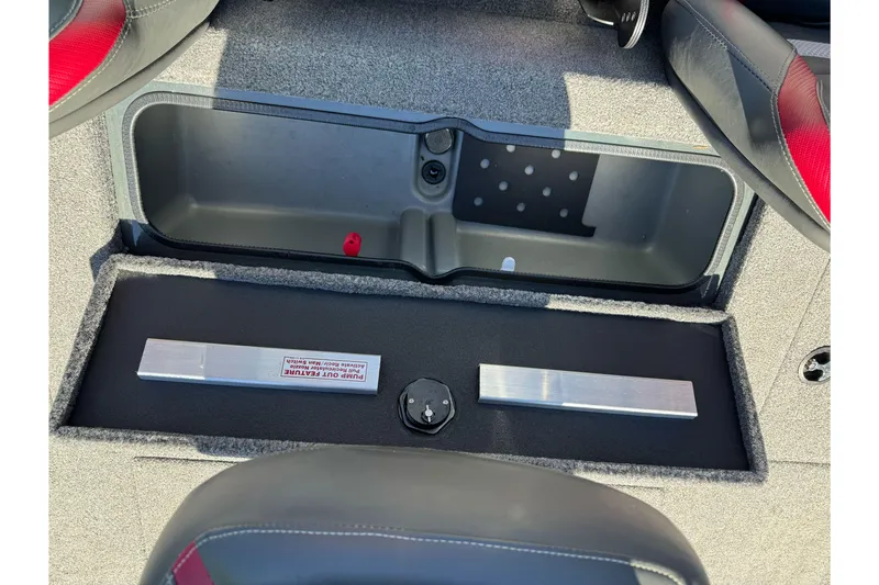 Slide: The Image of 2024 Ranger RT178 boat storage compartment with pump-out feature. - 23