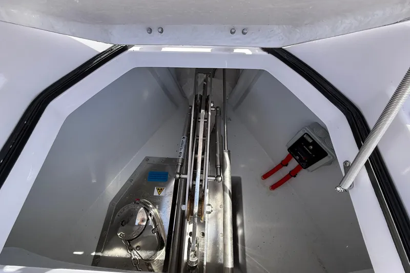 Slide: The Image of Interior view of 2026 VIRTUE YACHTS V10 TOP, showcasing mechanical components and storage area. - 20