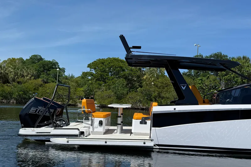 Slide: The Image of 2026 VIRTUE YACHTS V10 TOP on water, featuring sleek design and powerful engine. - 3