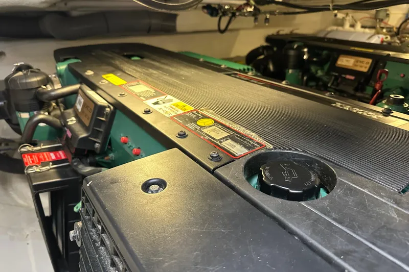 Slide: The Image of Engine compartment of a 2011 Beneteau Monte Carlo 47 Fly yacht. - 48