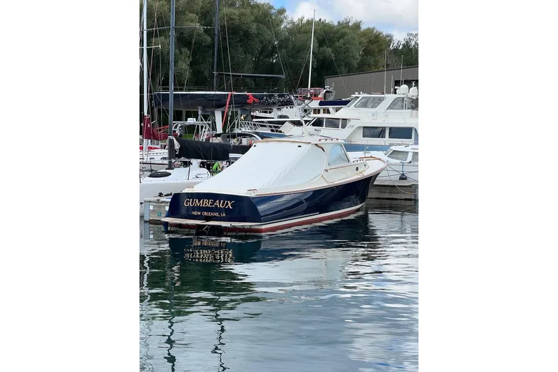 Slide: The Image of Hinckley Picnic Boat 36 Classic, 1996, docked in marina, New Orleans, LA. - 35