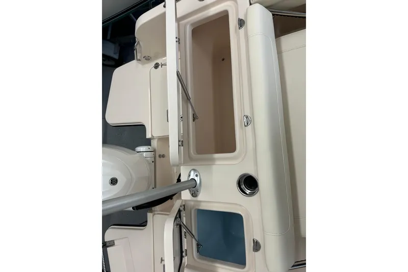Slide: The Image of 2023 Grady-White Fisherman 236 boat interior with storage compartments. - 24