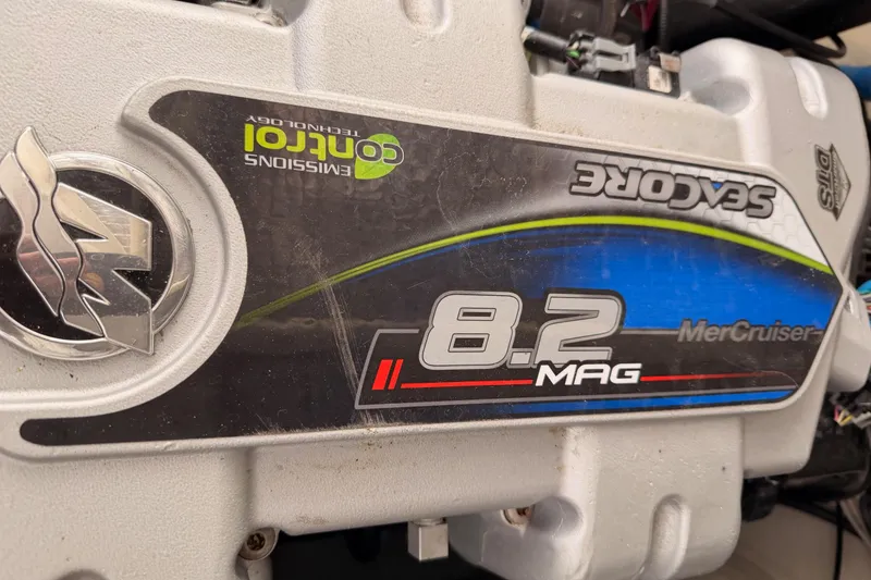 Slide: The Image of MerCruiser 8.2 MAG engine in a 2018 Sea Ray Sundancer 350 Coupe. - 74
