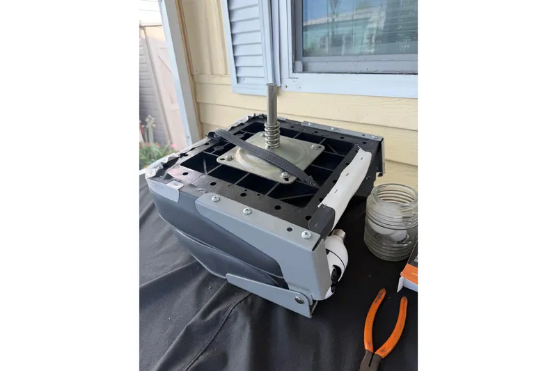 Slide: The Image of Boat seat base repair with tools, Scout 172 Sportfish, 1995 model. - 40