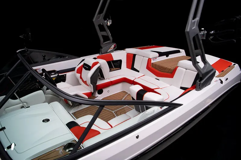 Slide: The Image of Manufacturer Provided Image: 2020 Nautique Super Air Nautique 210 interior with red and white seating. - 11