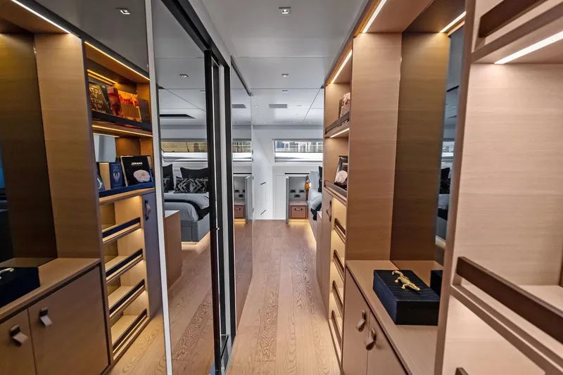 Slide: The Image of Luxurious interior of 2021 Sanlorenzo SL96A yacht with elegant wood finishes and modern design. - 35