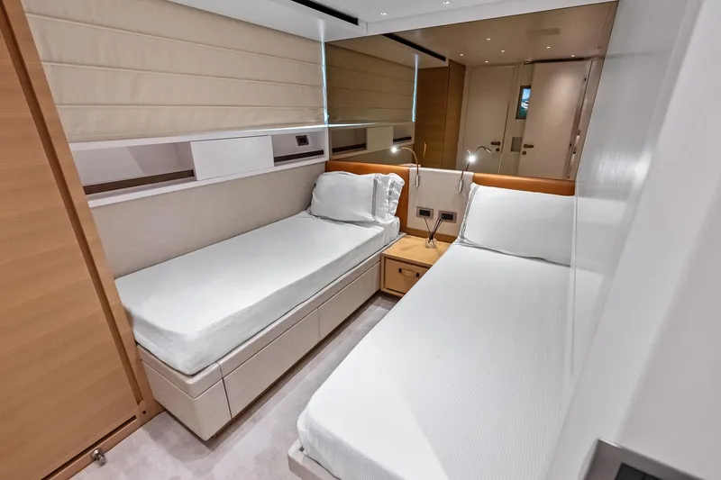 Slide: The Image of Luxurious twin cabin interior on 2021 Sanlorenzo SL96A yacht. - 51