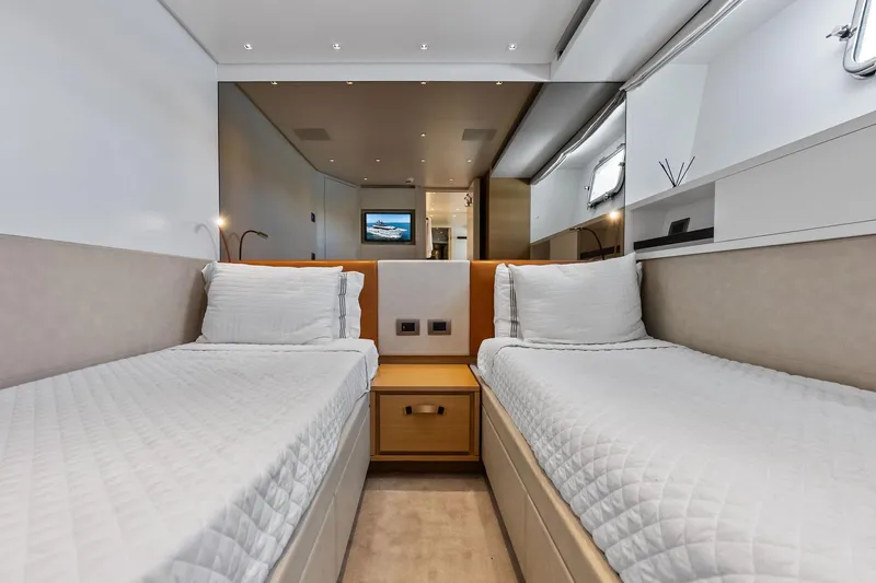 Slide: The Image of Luxurious twin cabin interior on 2021 Sanlorenzo SL96A yacht. - 53