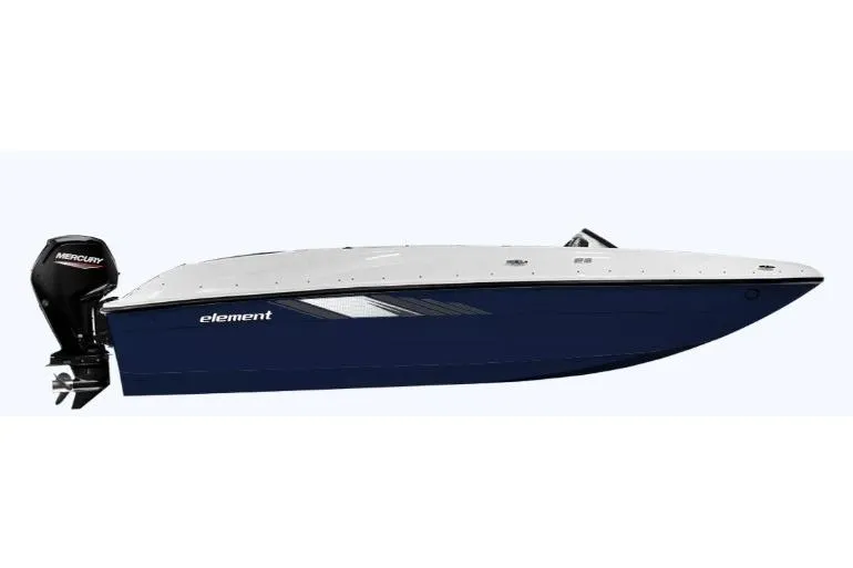 The Image of 2026 Bayliner Element E16 boat with Mercury outboard motor, side view. - 1