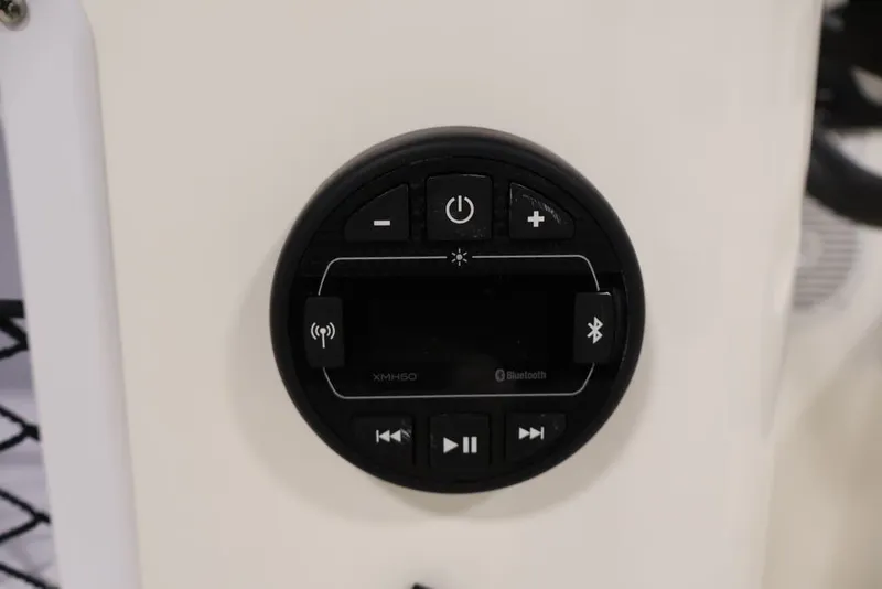 Slide: The Image of Control panel of 2026 Bayliner Element E16 boat with Bluetooth and audio features. - 16