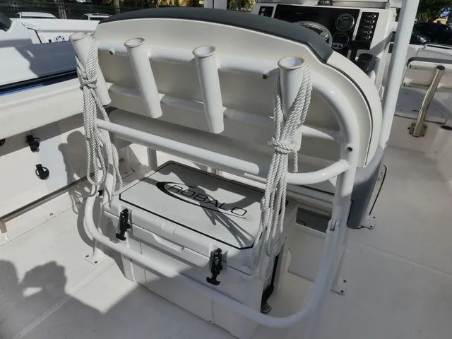 Slide: The Image of Robalo R222 Explorer 2023 boat rear with fishing rod holders. - 5