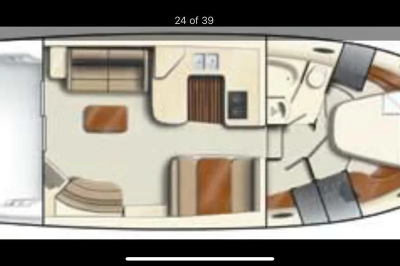 Slide: The Image of Floor plan of a 2003 Meridian 381 Sedan yacht interior layout. - 32