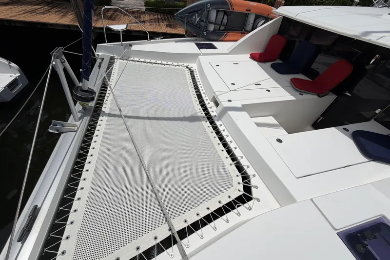 Slide: The Image of Leopard 40 catamaran deck with seating and netting, 2020 model. - 15