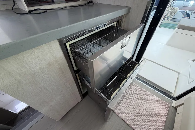 Slide: The Image of Modern kitchen drawer refrigerator on a 2020 Leopard 40 catamaran yacht. - 51