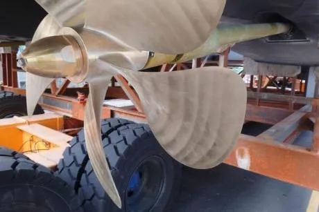 Slide: The Image of Propeller of 2022 Horizon PC65 yacht on trailer for maintenance. - 31