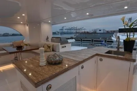 Slide: The Image of Luxurious 2022 Horizon PC65 yacht interior with elegant design and waterfront view. - 41