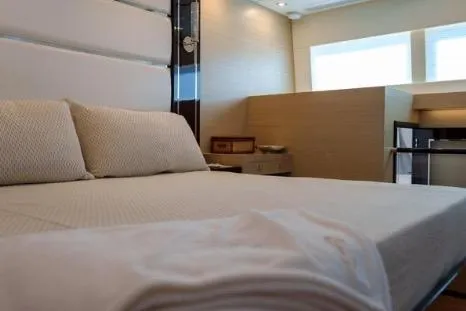 Slide: The Image of Luxurious bedroom interior on 2022 Horizon PC65 yacht with modern design. - 86