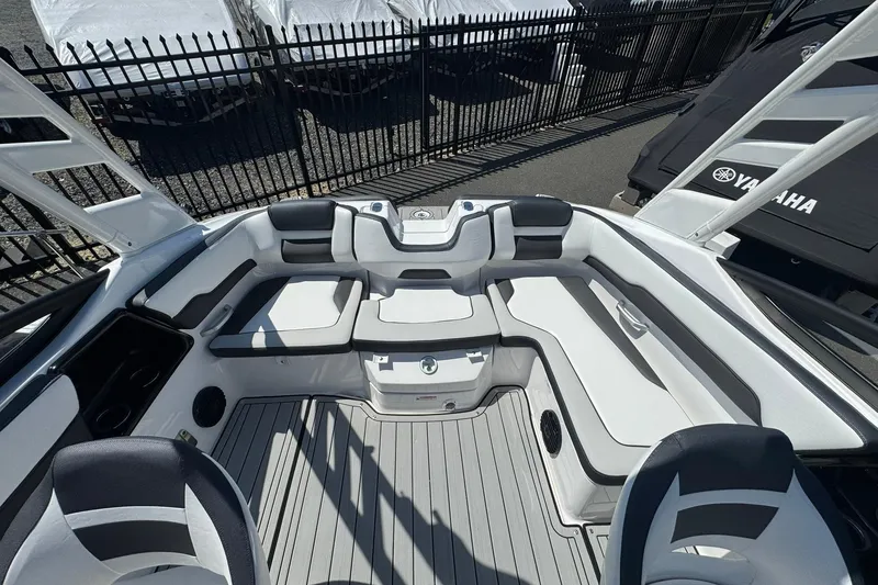 Slide: The Image of 2026 Yamaha Boats 195S interior with sleek seating and modern design. - 8