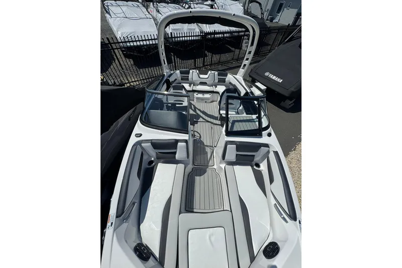 Slide: The Image of 2026 Yamaha Boats 195S interior with sleek seating and modern design. - 9