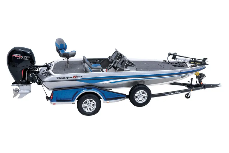 The Image of 2026 Ranger Z518 boat displayed in showroom with Minn Kota Ultrex motor. - 0